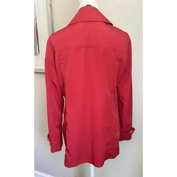 St. John Sport Jacket Raincoat Red Gold Button Double Breasted Small S - Picture 4 of 7